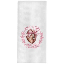 Fall Football Kitchen Towels - Football Gifts For Girls Women, Pink Bow Coquette - $16.99