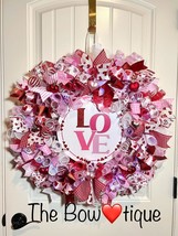XL Handmade Valentine’s LOVE Ribbon Prelit Wreath 26 ins LED XLW4 - £71.71 GBP