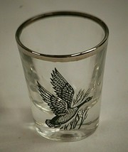 Vintage Canada Goose Whiskey Shot Glass by Federal Glass Silver Rim Bar Barware - £7.90 GBP