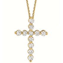 1.50Ct Echt Moissanit Kreuzanhänger Necklace14K Gelb Vergoldet Unisex - £65.18 GBP