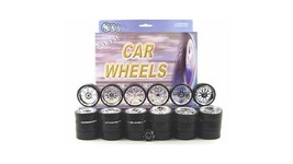 Chrome Replacement Wheels & Tires Set Rims For 1/18 Scale Cars And Trucks 2004 - £28.43 GBP