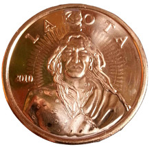 American Indian Lakota Bullion Coin Runden 999 Kupfer 1 Oz. Reines Kupfe... - $12.71
