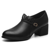 Single Shoes New Spring Autumn Women&#39;s Shoes Round Toe Thick Heel Ladies Genuine - £62.47 GBP