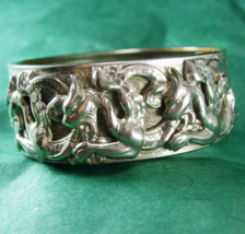 Vintage medieval winged Dragon Bracelet bangle cuff Mythical creature silver - £193.05 GBP