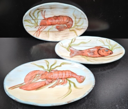 3 Certified International Fisherman&#39;s Catch Canape Plates Set Sea Oval Dish Lot - £29.35 GBP