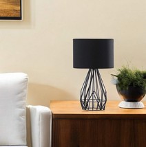 18” Asymmetric Black Cage Metal Table Lamp - £91.40 GBP