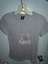  Popeye The Sailor Gray Faded Look Cotton T-Shirt Size Jr S New With Out... - £6.28 GBP