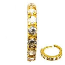 Bollywood Weiß Cz Klappbar Reifen Klicker Nasen Ring Nieten 14k Echt Gold Groß - £36.41 GBP