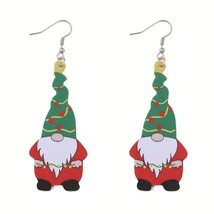 Christmas Gnomes Leather Dangle Earrings Tree Hat - £6.94 GBP