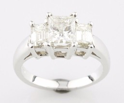 2.07 Carato Diamante Taglio Princess 18k Oro Bianco 3-Stone Fidanzamento Anello - £3,608.58 GBP