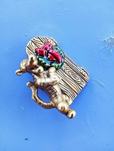 Vtg DISNEY  Christmas TIGGER pin,gold color and enamel 1 &amp;1/2&quot; - £19.95 GBP