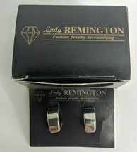 Vintage Lady Remington Chunky Silver Earrings Lia Sophia Marked LR Rare 80s/90s - £22.09 GBP