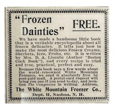 White Mountain Freezer Nashua 1897 Advertisement Victorian Appliance ADB... - £15.17 GBP