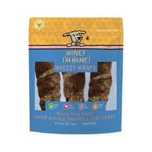 Honey I&#39;m Home Dog Buffalo Trachea Wrapped In Lung 6 Inch 4 Pack - £14.20 GBP