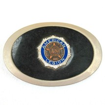Vintage American Legion Belt Buckle Logo Emblem Metal &amp; Enamel Black Blue - £23.89 GBP