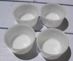 Lot of 3 Vintage GLASBAKE Milk Glass Custard Cups Ramekins Dessert Dishes  Stack - £10.22 GBP
