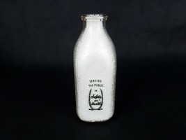 Vintage Glass Quart Milk Bottle, Square Textured Glass, Servall Inc, Can... - $14.65
