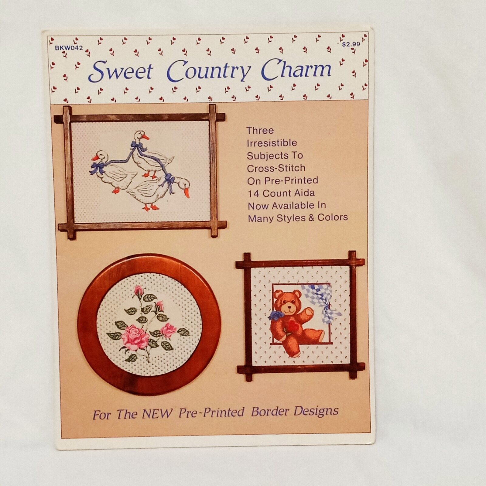 Sweet Country Charm Cross Stitch Leaflet Book Craft Library Rose Bear Geese 1984 - $14.99