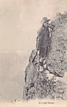 Glacier Selkirk Mountain B.C In A Tight CORNER-GOAT HUNTER~1907 Photo Postcard - £12.51 GBP