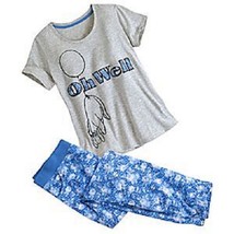 Disney Eeyore Ladies 2 Piece Pajamas PJ Set Pants Shirt Gray Blue New 2016 - £39.46 GBP