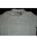 Hanes Women&#39;s Fleece Sweatshirt Size L White Zipper Collar Pockets - £19.60 GBP