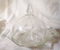 Double Baltimore Pear Jeanette Clear Glass Domed Butter Dish - £7.47 GBP