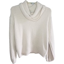 Ruby Moon Chunky Cowl Neck Cream Fuzzy Sweater Size S - £18.86 GBP