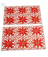 Set of 2 Place Mats Broderie Cutwork Collection Red and Gold Embroidered - $10.88