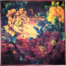 VhoMes NEW Double Sided Silk Scarf 53&quot;x53&quot; Large Square Shawl Wrap XiangYunSha H - £39.32 GBP
