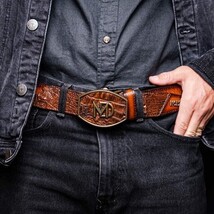 Texas Caiman and Calfskin Western Belt Aged Maple image 9