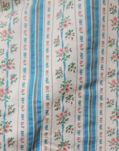 43&quot; Floral Striped Remnant 43x17 Blue Pink CottageCore Small Floral Print - $3.96