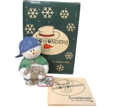 Snowonders Get Well Soon Figurine Sarah&#39;s Attic Snowman Boy with Bear 2001 vtg - £7.75 GBP