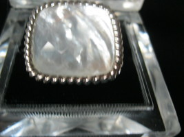 MOTHER of PEARL Vintage RING set in Sterling Silver - Size 5 - BIG and BOLD - $50.00
