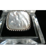MOTHER of PEARL Vintage RING set in Sterling Silver - Size 5 - BIG and BOLD - $50.00