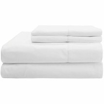 Sferra Gino White King Sheet Set 4 PC Solid 100% Cotton Percale 450TC It... - $370.00