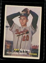 Vintage 1957 Baseball Trading Card TOPPS #68 RAY CRONE Milwaukee Braves - £9.82 GBP