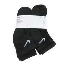 Nike Everyday Cushioned Ankle Socks Black 6 Pack Women&#39;s 6-10 / Youth 5Y-7Y NEW - £20.87 GBP