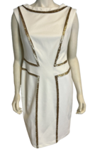 Joseph Ribkoff Women&#39;s Sleeveless Dress Cream/ Gold Sequins Sz 10 - $66.49