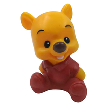 Vintage Disney Baby Winnie The Pooh Piggy 6.5” Bank Yellow Red Hard Plastic Coin - £11.60 GBP