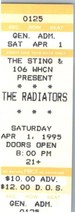 The Radiateurs Concert Ticket Stub Avril 1 1995 Hartford Connecticut - $34.63