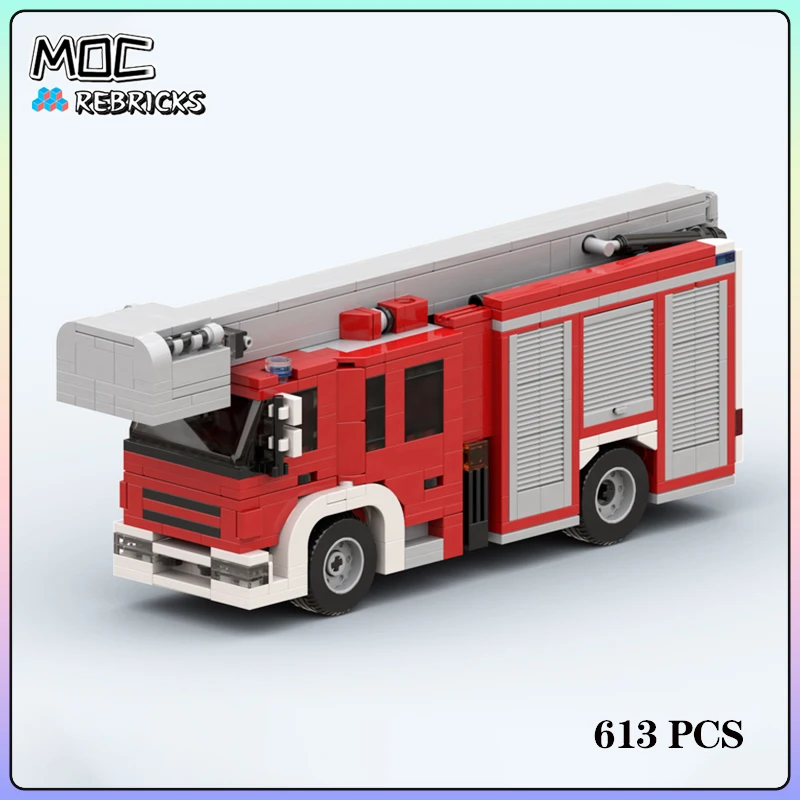 City Series MOC Bricks Fire Engine Platform Building Block Model Kits DIY Puzzle - £67.62 GBP