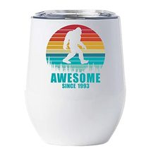 Bigfoot Awesome Since 1993 Wine Tumbler 12oz With Lid Gift 29th Happy Birthday C - £17.74 GBP