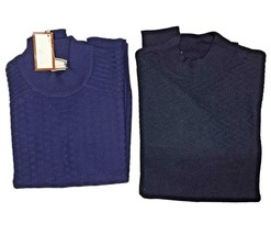 Pullover Spring Man Blue Wool Blend Light Solid Colour Bear Sale Long - £40.18 GBP
