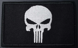Punisher IRON-ON Patch Marvel Comics Skull Logo Morale Black And White Brand New - £3.92 GBP