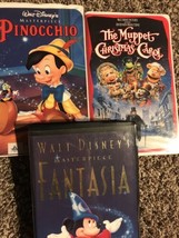 Pinocchio / Fantasia / The Muppet Christmas Carol / VHS Video Lot Of 3  - £4.25 GBP