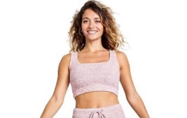 Jenni Womens Fuzzy Knit Crop Top Size 1X Color Withered Rose - £27.24 GBP
