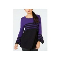 Alfani Womens Petite SZ PS Purple and Black Color Blocked Pull Over Sweater NEW - £19.64 GBP