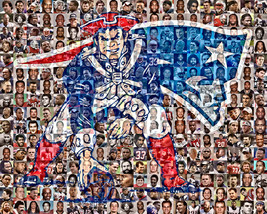 New England Patriots Photo Mosaic Print Art, of over 100 Past &amp; Present ... - £34.76 GBP