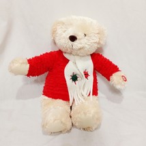 Jingle Bells Teddy Bear Christmas Plush Stuffed Animal 14&quot; Hallmark Plays Music - £11.64 GBP