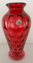 Labeled 9 3/4&quot; Fenton Cranberry Opalescent Coin Dot Vase Beautiful Red R... - £38.12 GBP